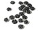 20 15mm Resin Black Flower Charms Clear Plastic Pendants Drop Beads Flat Round Sun Burst Charms